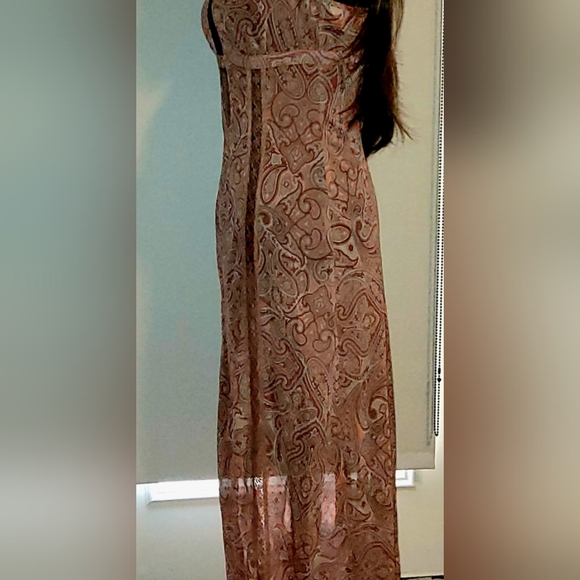 Victoria's Secret Vintage Rust Paisley Strapless Slip Dress Cutout Maxi Dress XS - Picture 5 of 15